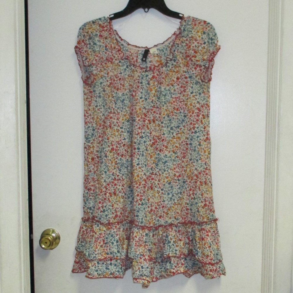 Shirt - Divided  by H & M Peasant Flower Print Blouse Cream, Red & Orange